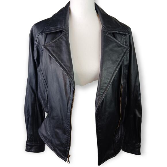 Wilsons VTG SZ XS (4) Black Leather 80's Moto Jacket - Picture 4 of 8